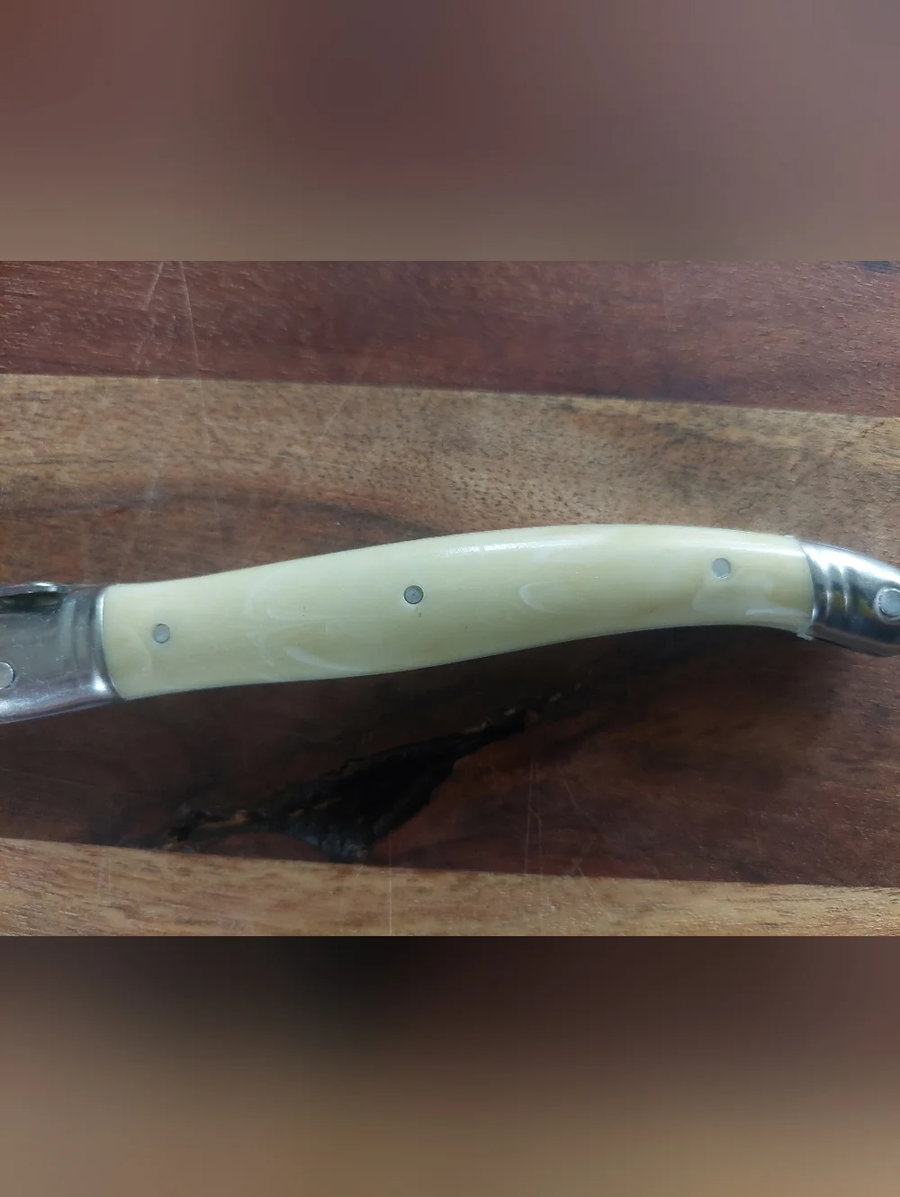 Laguiole Ivory-Tone Curved Folding Boning & Cheese Knife Jean Dubost